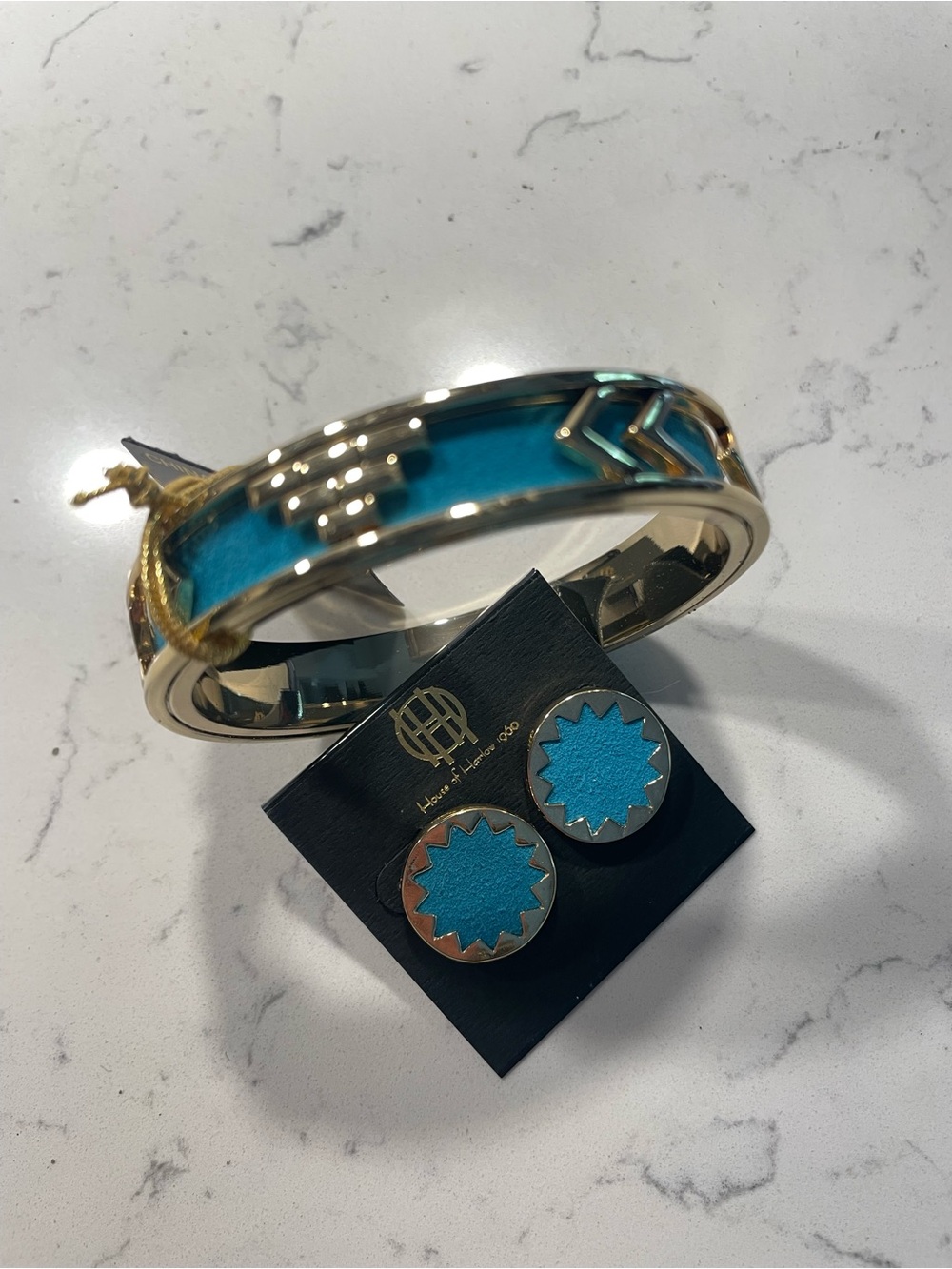 House of Harlow 1960 Gold and Black Bangle Bracelet